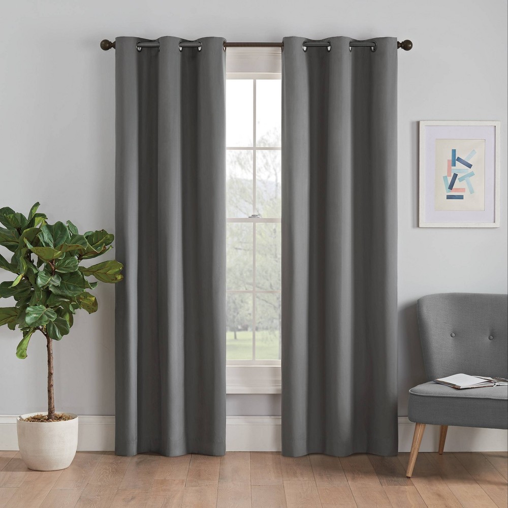 Photos - Curtains & Drapes Eclipse 1pc 42"x95" Blackout Thermaback Microfiber Window Curtain Panel Smoke - Ec 