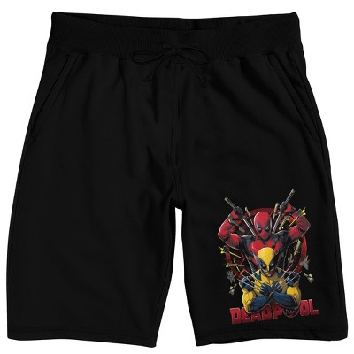 Deadpool 3 Deadpool and Wolverine Men's Black Sleep Pajama Shorts