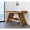 HomeRoots 35" Teak Rectangular Shower Outdoor Bench With Shelf In Natural Finish - 2 of 4