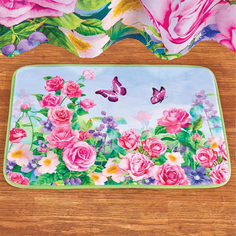 Collections Etc Elegant Colorful Butterfly Garden Cushioned Bath Mat 20X30, 2 of 3