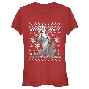 Juniors Womens Frozen Ugly Christmas Friends T-Shirt - 1 of 3