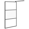 vidaXL Walk-in Shower Wall 39.4"x76.8" Half Frosted ESG Glass Black - 4 of 4