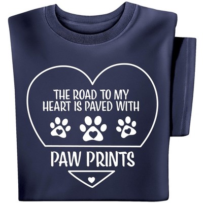 Collections Etc The Road To My Heart Is Paved With Paw Prints Short Sleeve Graphic Tee