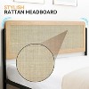 Acekool Full Size Bed Frame 2-Pack with Natural Rattan Headboard, Storage Space, Noiseless, No Box Spring, Full, Set of 2 - 3 of 4