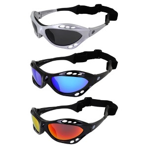 3 Pairs of Birdz Eyewear Seahawk Safety Goggles with Flash Mirror, Blue, Red Mirror Lenses - 1 of 4