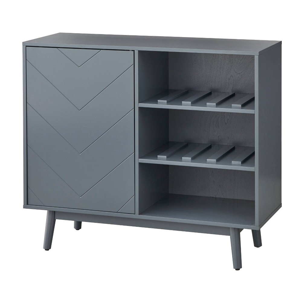 Photos - Display Cabinet / Bookcase Vivian Mid-Century Modern Wine Buffet Charcoal Gray - Buylateral