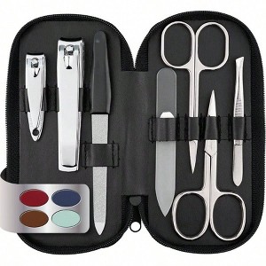 Manicure Set for Women Men - Quality Grooming Kit with Glass Nail File, Nail Clippers, for Pedicure. - 1 of 3