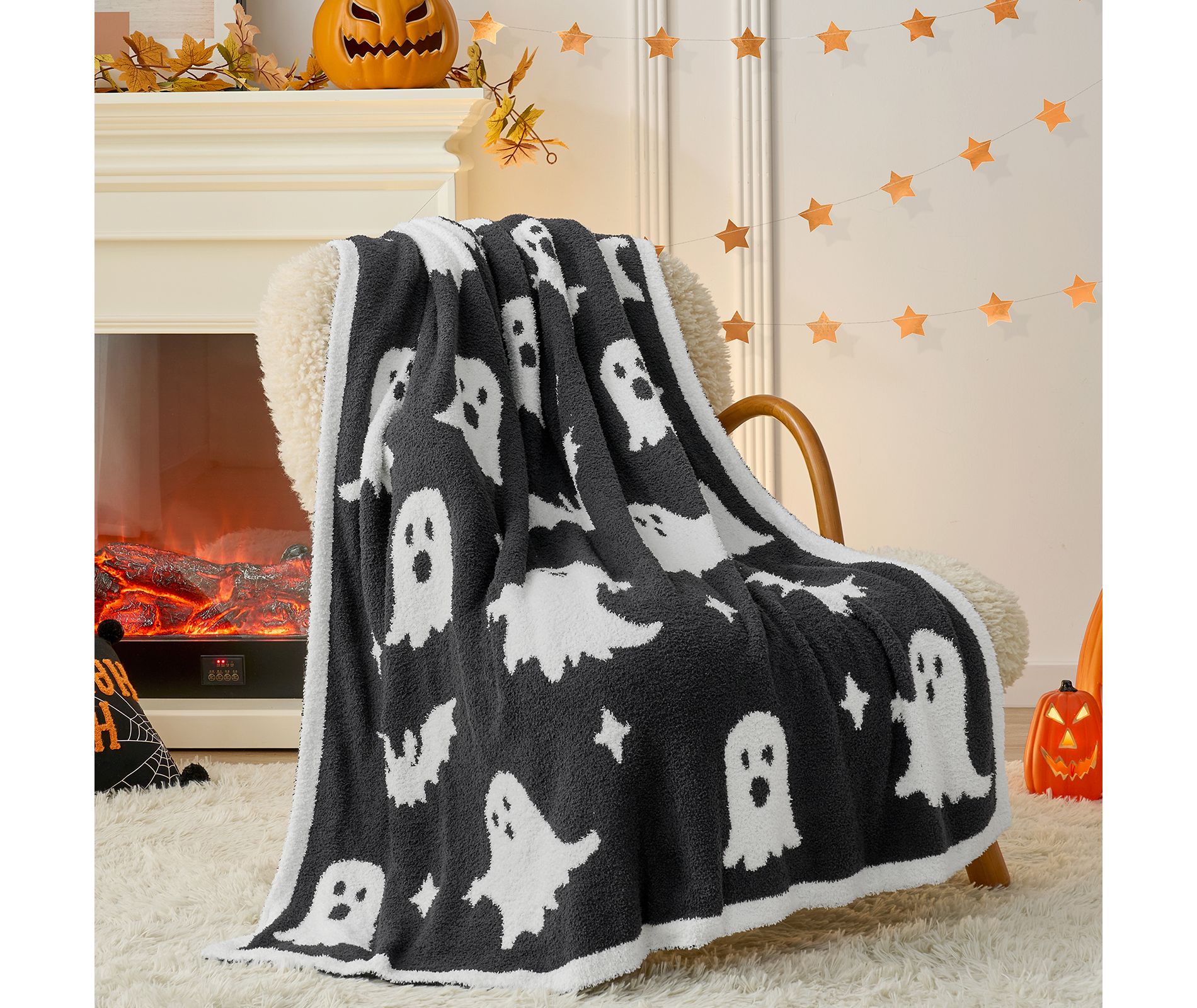 Snuggle Sac Ultra-Soft Microfiber Halloween Throw Blanket, Seasonal Decorative Accent