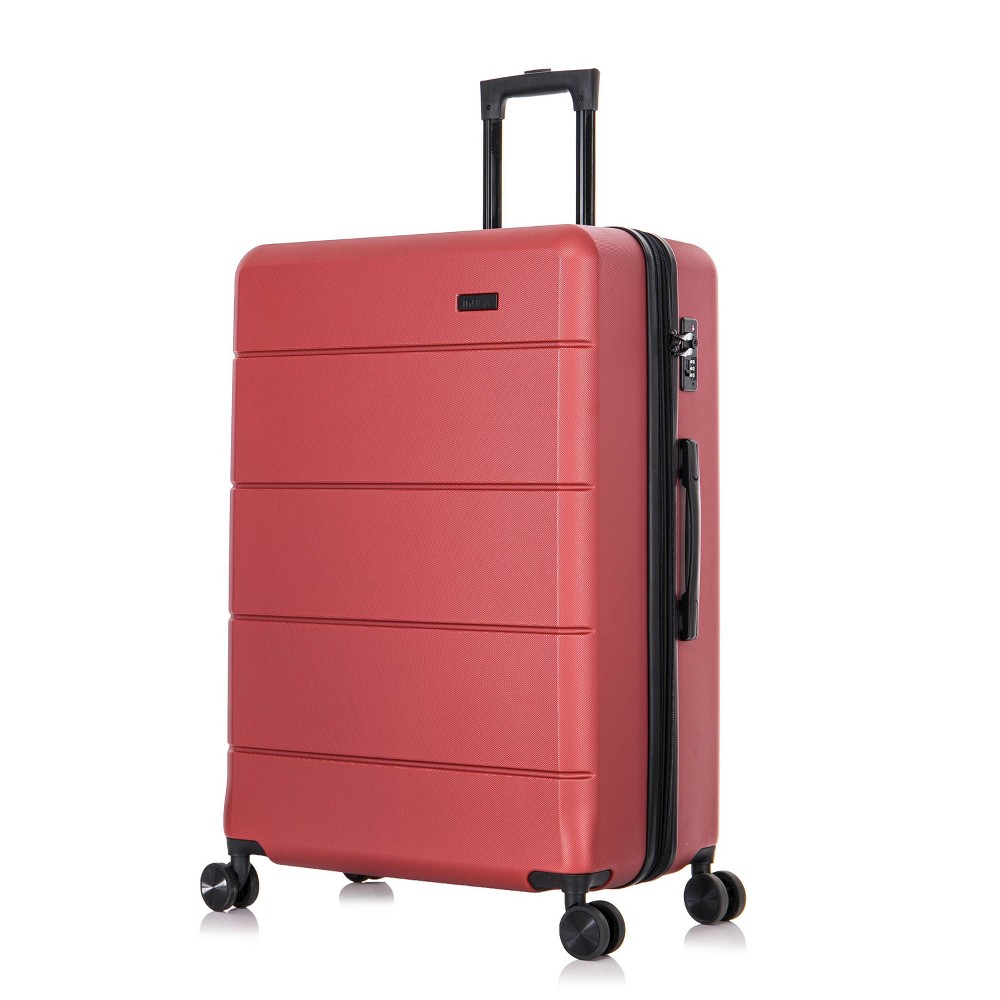 Photos - Luggage InUSA Elysian Lightweight Hardside Large Checked Spinner Suitcase - Wine 