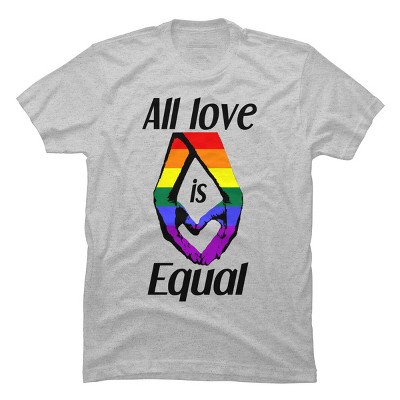 Adult Design By Humans Love is Equal Holding Hands Pride Flag By dnlribeiro88 T-Shirt