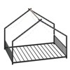 Vynxaria Full Size Kids Bed Frame Roof Shaped Iron Frame Safer Floor Bed Black - 2 of 3