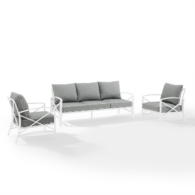 Crosley 3pc Kaplan Outdoor Sofa Set with Sofa & 2 Arm Chairs