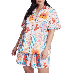 ELOQUII Women's Plus Size Relaxed Short Sleeve Button Down - 1 of 4