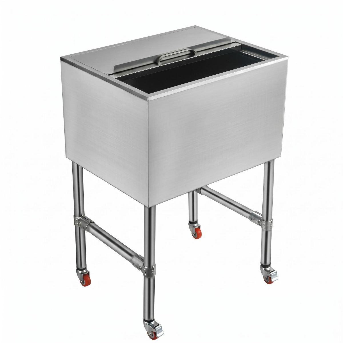 Commercial Ice Bin with Sliding Lid, Stainless Steel Underbar Ice Chest, Insulated Ice Well with Drain System for Restaurant Pub Cocktail Station