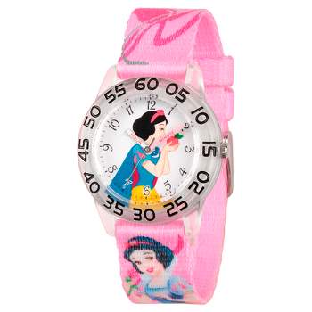 Girls' Disney Princess Snow White Clear Plastic Time Teacher Watch - Pink