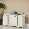 45.7 x 13 x 28.4 Inches Laundry Sorter Hamper, Laundry Basket Storage, Laundry Sorter with 4 Pull-Out and Removable Bags, Shelf, Metal Frame, (40L) - 3 of 4