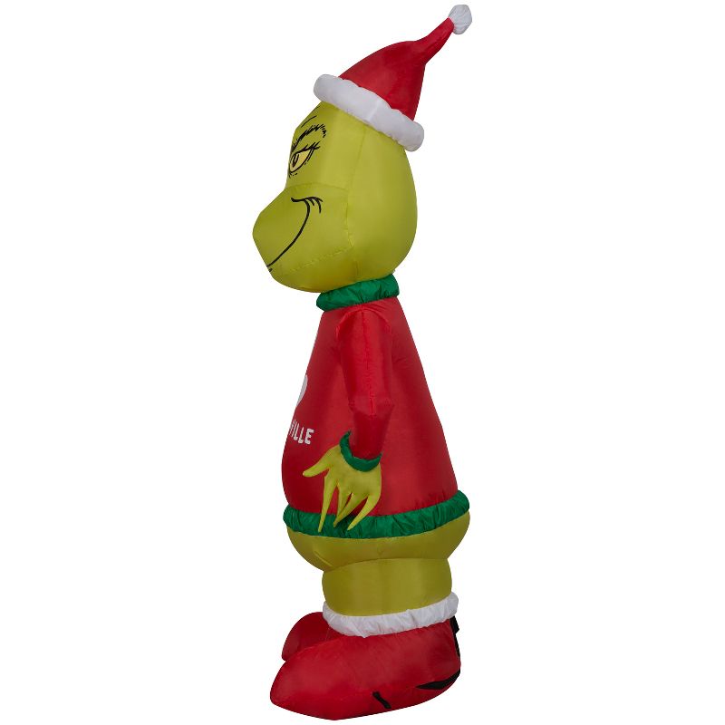 Gemmy Christmas Inflatable Grinch in Who Ville Sweater, 4 ft Tall, Multi, 3 of 7