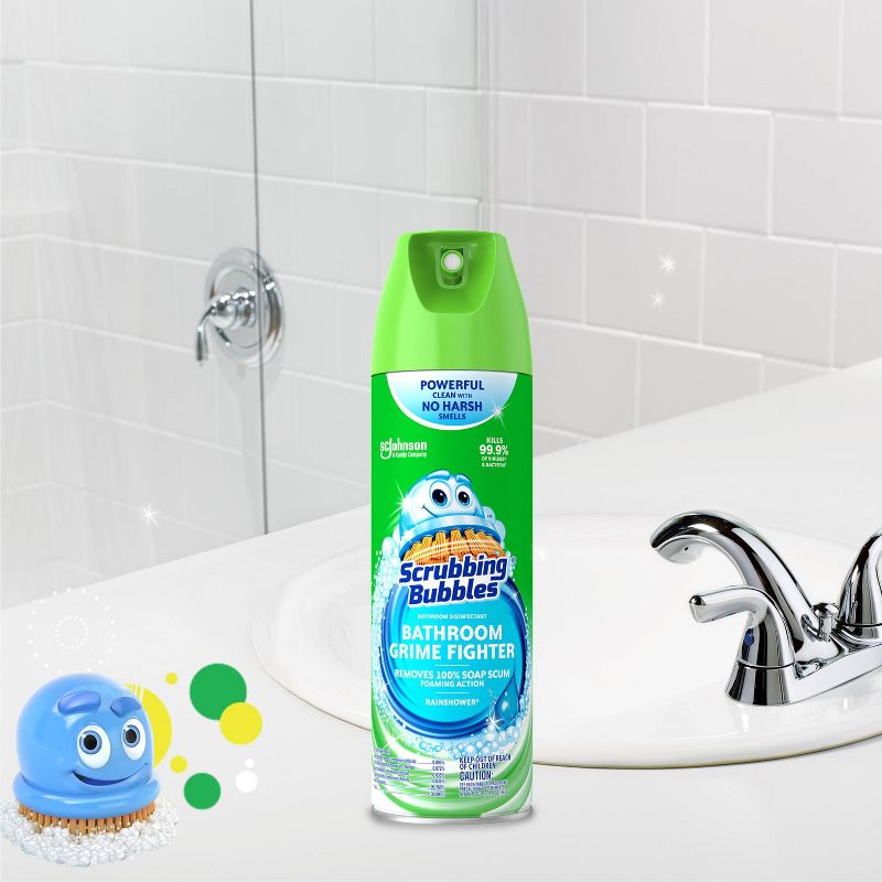 Scrubbing Bubbles Rainshower Scent Bathroom Grime Fighter Disinfectant Aerosol - 20oz, 3 of 14