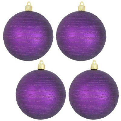 Christmas By Krebs 4 3/4" Shatterproof Christmas Ornaments - Diva Purple with Purple Tangles [4 Count]