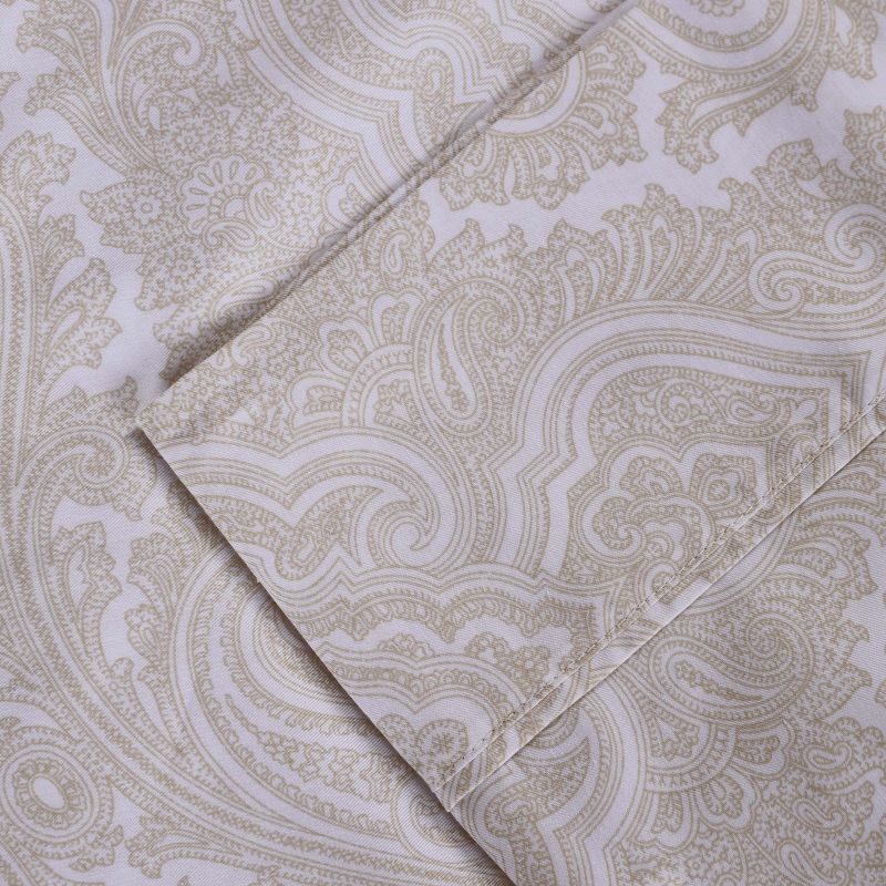 Vintage Bohemian Floral 600 Thread Count Paisley Cotton Blend Deep Pocket Bed Sheet Set by Blue Nile Mills, 4 of 8
