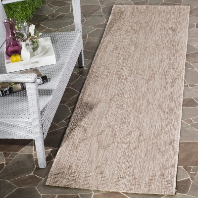 Beige Geometric 2'3" x 14' Indoor/Outdoor Runner Rug