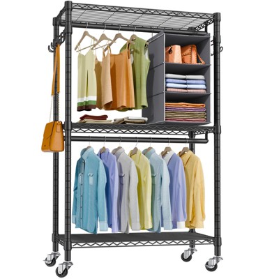 VIPEK R2 Rolling Garment Rack Heavy Duty Clothes Drying Rack Laundry Sorter  Cart Bathroom Storage Shelves, Black