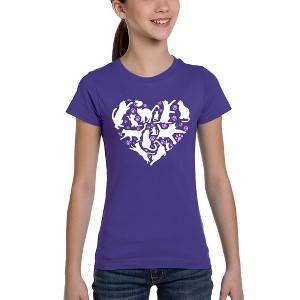 LA Pop Art Cat Heart - Girl's Word Art T-Shirt - 1 of 4