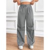 Womens Baggy Cargo Pants Wide Leg Cargo Pants Midwaist Drawtring Pants Loose Fit Straight Pants with Side Pockets Knee Pleated Pants - 4 of 4