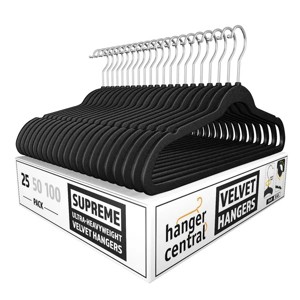 Racxily New Premium Quality Velvet Hangers Ultra Thin Non Slip Adult Felt Space Saving Hangers for Closet, 360¡ã Swivel Hook Hold, Black - 1 of 4
