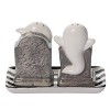 Dolomite Haunted Tombstone Salt and Pepper Shaker with Plate Set of 3 - 3 of 4