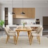 Dining Chairs Set of 2,Modern Fabric Upholstered Kitchen Side Chairs,Curved Backrest Dining Chairs with Oak Legs,Armless Dining Chair (Beige) - 2 of 4