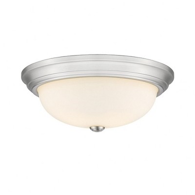 Elegant Brushed Nickel 15" Glass Bowl Flush Mount Light