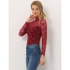 Allegra K Women's See-Through Long Sleeve Turtleneck Sheer Floral Lace Blouse - 2 of 4
