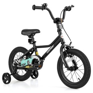 Costway 12"/14"/16"/18" Kids Training Bike with Removable Training Wheels Pneumatic Tires Navy/Black - 1 of 4