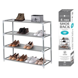 J&V TEXTILES 4-Tier Shoe Storage and Organizer Rack Gray - 1 of 4