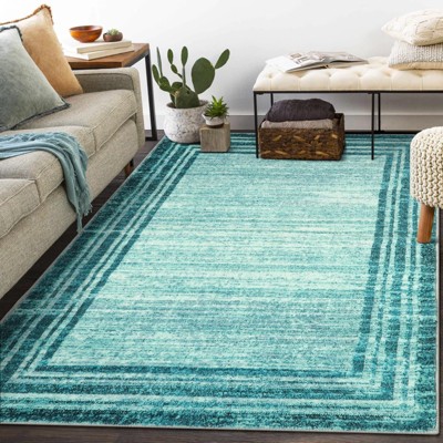 Lahome Loop Border Gradient Style Short Pile Velvet Rectangular Indoor Area Rug