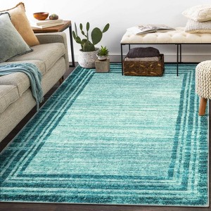 Lahome Loop Border Gradient Style Short Pile Velvet Rectangular Indoor Area Rug - 1 of 4