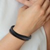 Chisel Stainless Steel Brushed Wire Multi Strand Black and Blue Braided Leather 8" Bracelet - 2 of 2