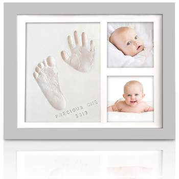 Babyprints Photo Frame Kit Newborn Baby Handprint, Footprint Wooden White