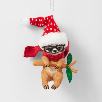 Sloth with Knit Santa Hat Christmas Tree Ornament - Wondershop™