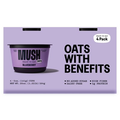 MUSH Gluten Free Vegan Blueberry Ready-to-Eat Overnight Oats - 20oz/4ct