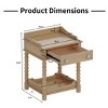 Elegant Wooden Nightstand with Drawer and Open Shelf, Rustic Wood Side Table with Storage for Bedroom or Living Room – Maison Boucle - 4 of 4