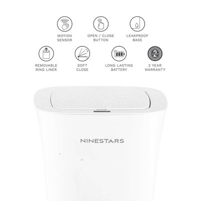 White Plastic Touchless Motion Sensor Trash Can 2.6 Gallon