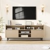 Garvee Wood TV Stand for 70 inch, Boho Entertainment Center with Storage and Fluted Sliding Doors for Living Room Bedroom, Oak - 2 of 4