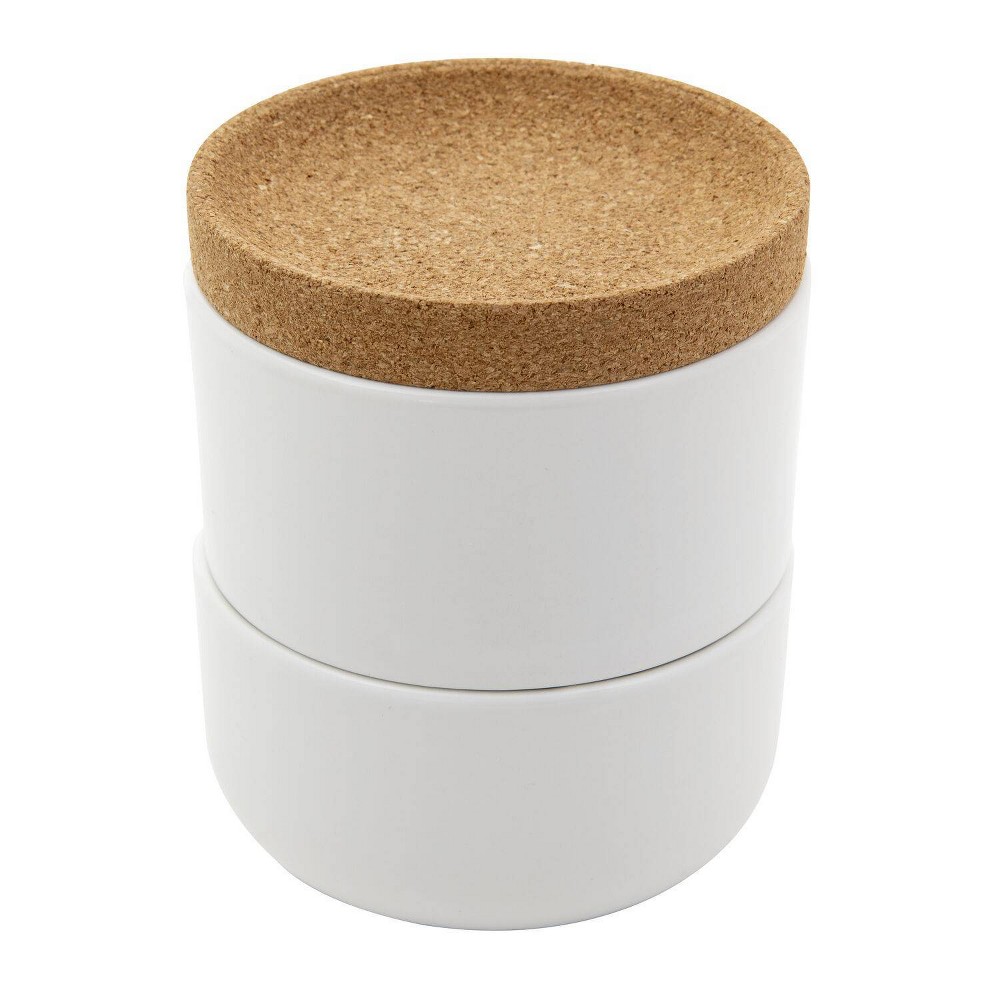 Photos - Other for Dogs Kamenstein Ceramic and Cork Salt and Pepper Cellar White