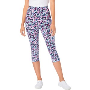 Woman Within Plus Size Stretch Cotton Printed Capri Legging - 1 of 4