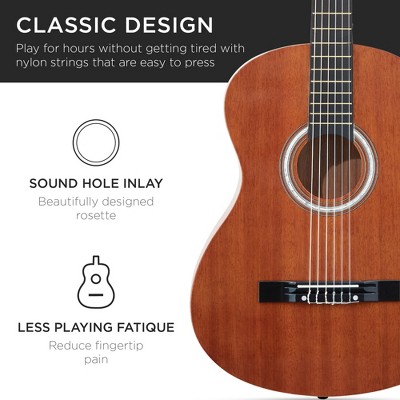 Natural Mahogany 6-String Acoustic Guitar with Nylon Strings