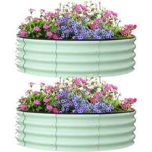 Oval/Round Raised Garden Bed – Large Wave-Shaped Outdoor Planter Box, Galvanized Steel, Open-Ended Base, Spacious Elevated Planter for Gardening - 1 of 4