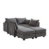 VYNXARIA 113.5 inch Modular Sectiona Corduroy Sofa,U Shaped Sectional Couch with Storage Ottoman,6 Seats Convertible Sectionals with Chaise,Dark Gray - 3 of 4