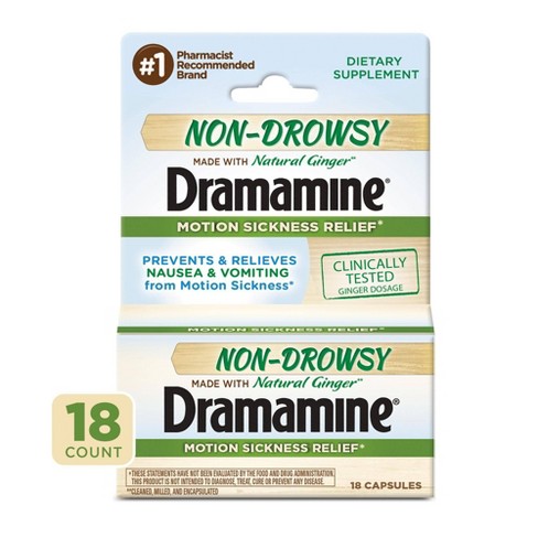 Dramamine Non Drowsy Naturals Motion Sickness Relief 18ct Target